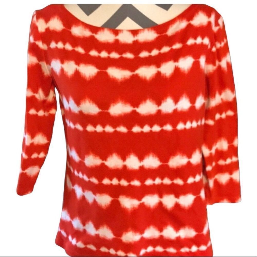 Jones New York Top MEDIUM Orange & White
